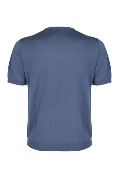 Drumohr Short Sleeve Sweater In Blue
