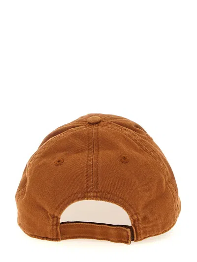 Attico Logo-embroidered Frayed-edge Hat In Brown