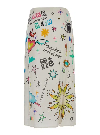 Me369 'amber' Multicolor Wrap Skirt With All-over Print In Viscose Woman In Multi