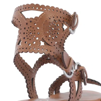 Ash Buff Calf Leather Sandals In Brown