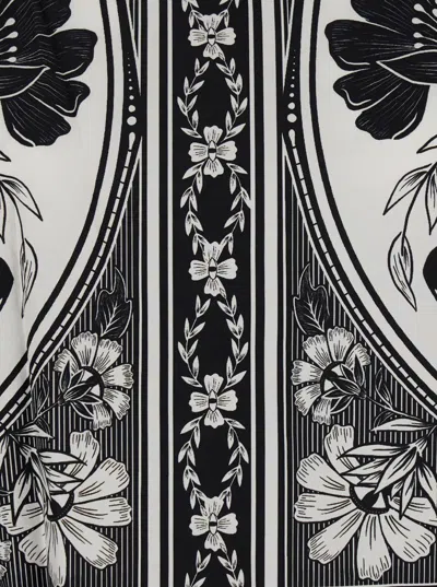 Farm Rio 'flower Leopard' Black And White Blouse With Boat Neckline And All-over Floral Print In Cotton Woman In Multi