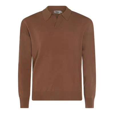 Altea Long-sleeved Polo Jumper In Brown