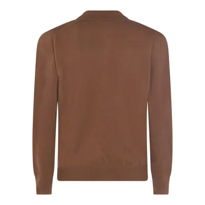 Altea Long-sleeved Polo Jumper In Brown