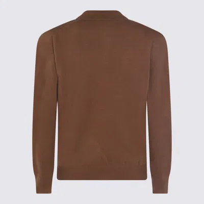 Altea Long-sleeved Polo Jumper In Brown