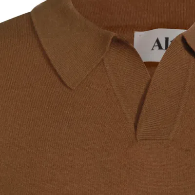 Altea Long-sleeved Polo Jumper In Brown