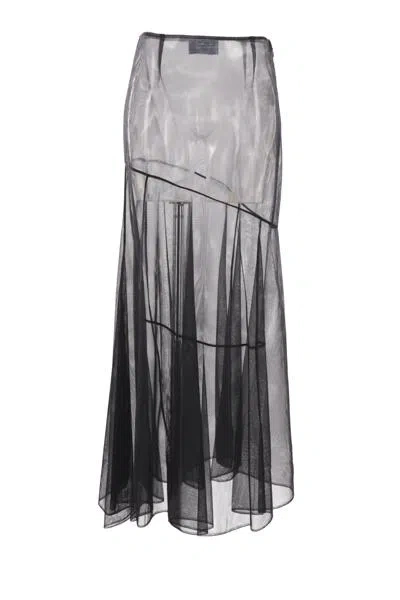 Simone Rocha Sheer Tulle Midi Skirt In Black