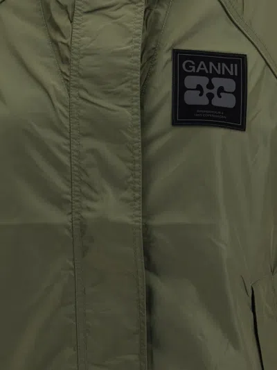 Ganni Flyweight Nylon Jacket Kalamata In Green