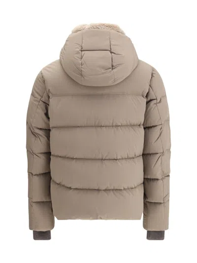 Moorer Cappuccino Nylon Blend Alarick Down Jacket In Brown