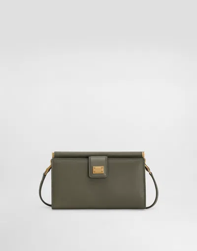 Dolce & Gabbana Plongé Calfskin Phone Bag In Green