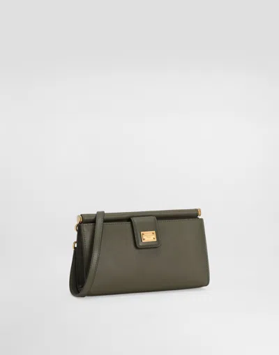 Dolce & Gabbana Plongé Calfskin Phone Bag In Green