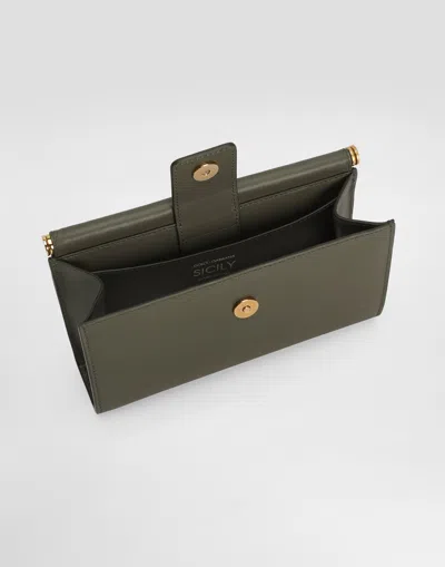 Dolce & Gabbana Plongé Calfskin Phone Bag In Green