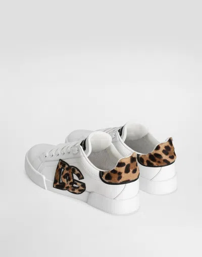 Dolce & Gabbana Women Portofino Letaher Light Strobel Sneakers In White