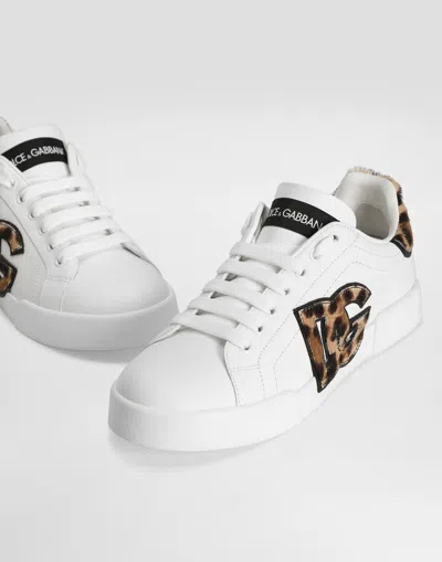 Dolce & Gabbana Women Portofino Letaher Light Strobel Sneakers In White