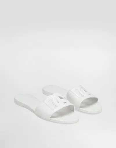 Dolce & Gabbana Rubber Beachwear Sliders In White