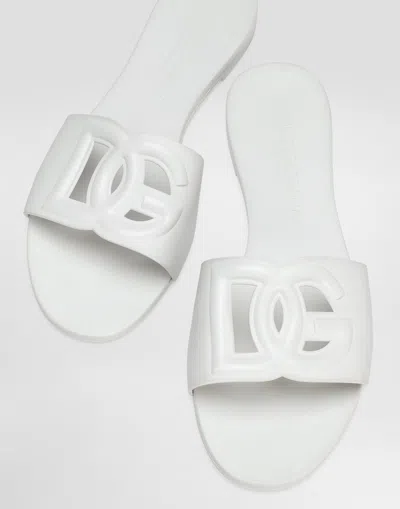 Dolce & Gabbana Rubber Beachwear Sliders In White