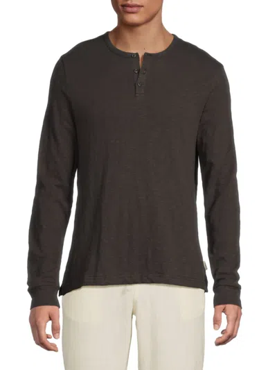 Onia Men's Slub Cotton Henley In Black