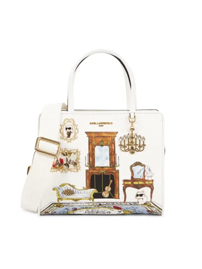 Karl Lagerfeld Women's Maybelle Printed Synthetic Satchel In White