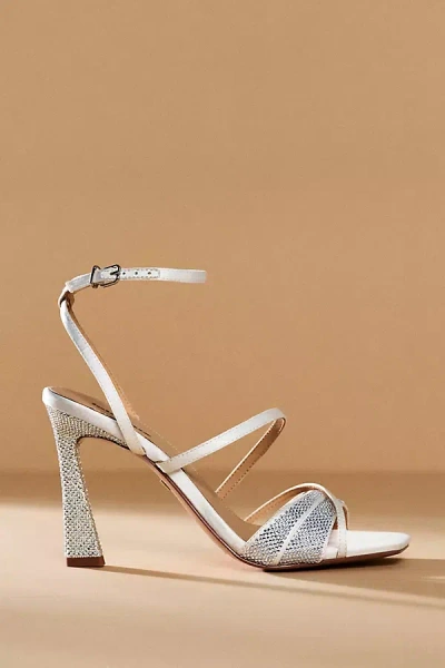 Lola Cruz Strappy Crystal Heeled Sandals In Silver