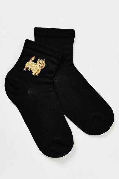 Maria La Rosa Dog Icon Silk Blend Socks In Black