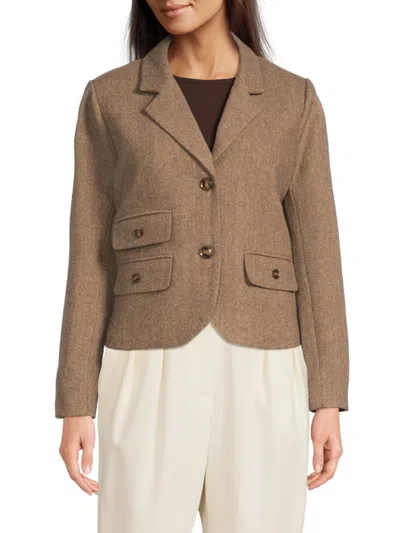 Wdny Women's Wool-blend Button-front Blazer In Brown
