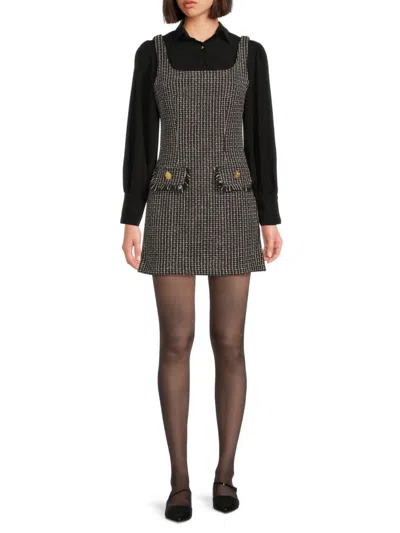 Lea & Viola Tweed Mini Dress In Gray