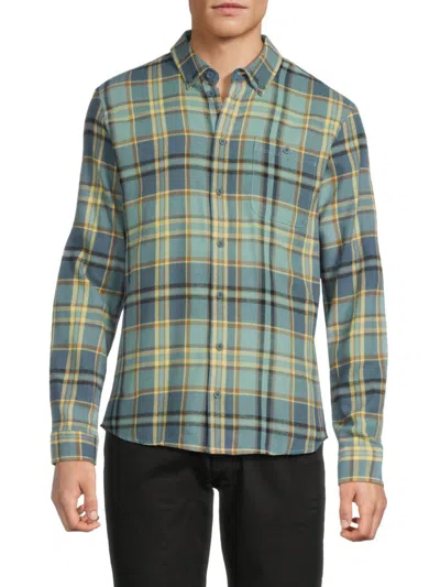 Blend Men's Plaid Cotton Flannel Shirt In Blue