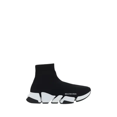 Balenciaga Black Stretch Fabric Speed 2.0 Sneakers In Black