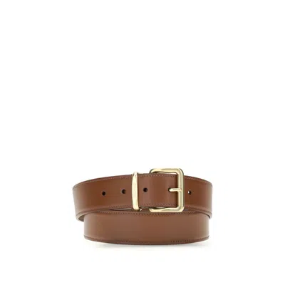 Miu Miu Brown Calf Leather Bos Taurus Regular Belt In Brown