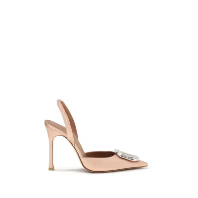 Amina Muaddi Multicolor Calf Leather Bos Taurus High Heel Pumps In Neutral