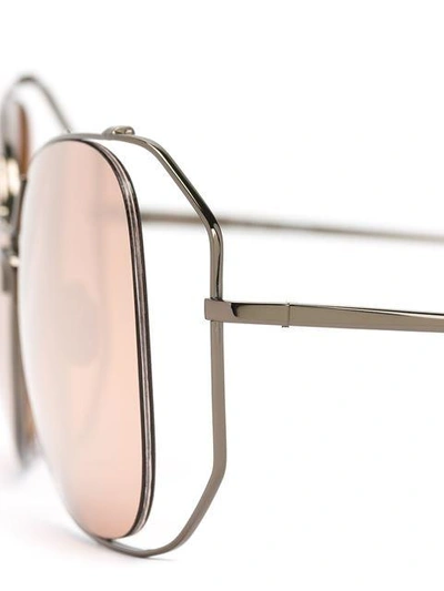 Shop Linda Farrow '399' Sunglasses In Metallic