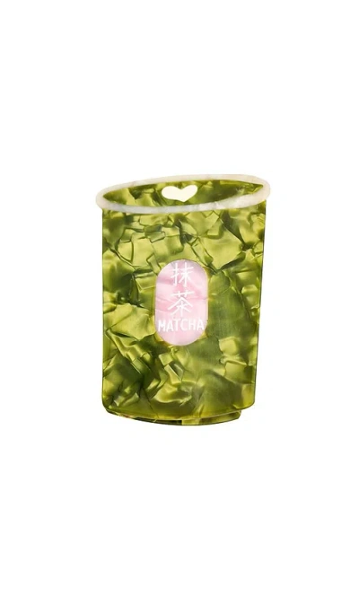 Solar Eclipse Hand-painted Matcha Claw Hair Clip In Green