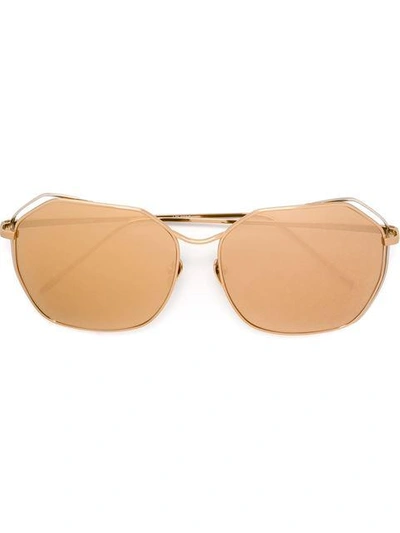 Shop Linda Farrow '350' Sunglasses In Metallic
