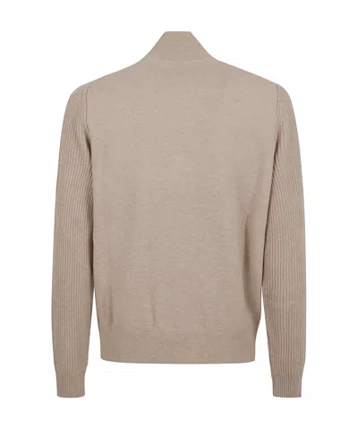 Lardini Textured Knit Jacket With Seven-button Closure In Brown