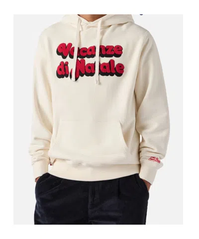 Mc2 Saint Barth Vacanze Di Natale Printed Drawstring Hoodie In Neutral