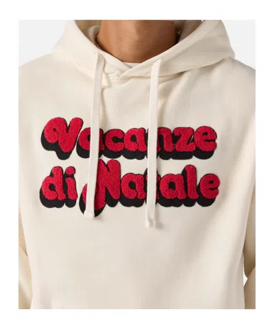 Mc2 Saint Barth Vacanze Di Natale Printed Drawstring Hoodie In Neutral
