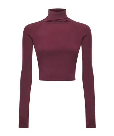 Alaïa High Neck Crop Top In Purple