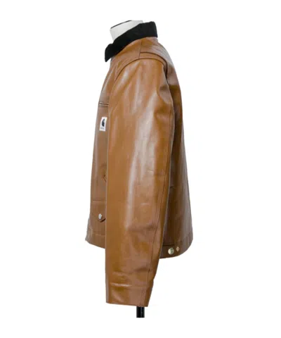 Sacai Carhartt Wip Collaboration Leather Jacket In Nude