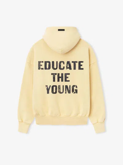 Fear Of God Hooded Graphic Print Long Sleeve Sweatshirt In Yellow