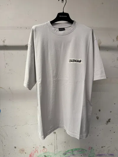 Balenciaga Oversized Logo-print Cotton-jersey T-shirt In Gray