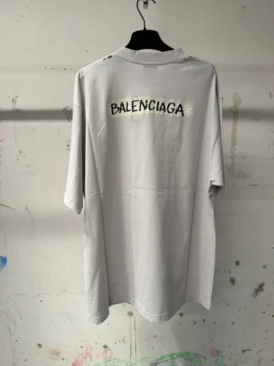 Balenciaga Oversized Logo-print Cotton-jersey T-shirt In Gray