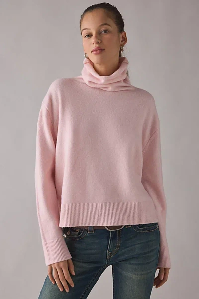 Bdg River Oversized Cropped Turtleneck Sweater In Veiled Pink, Women's At Urban Outfitters In Pink