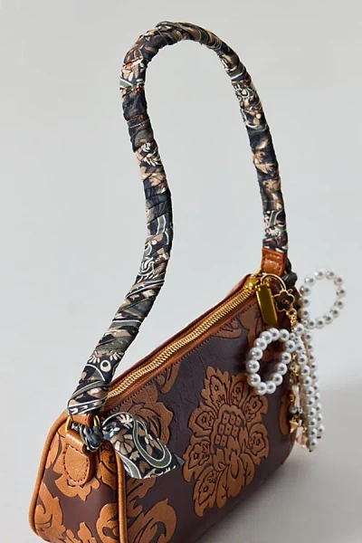 Urban Outfitters Floral Silky Wrap Scarf In Black, Women's At  In Brown