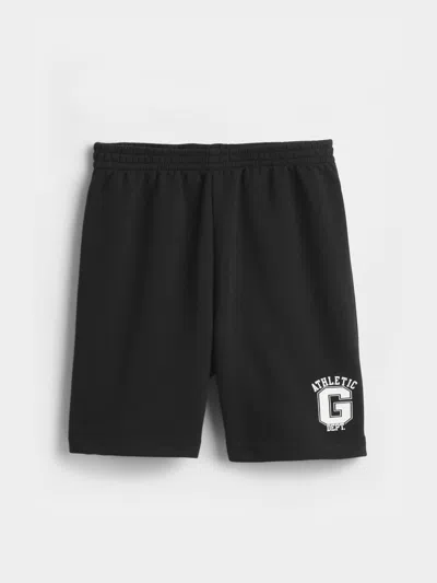 Gap Factory Kids Relaxed Gap Logo No-pocket Pull-on Shorts In Black