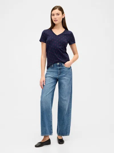 Gap Factory Favorite Print V-neck T-shirt In Blue