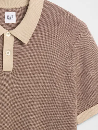 Gap Factory Sweater Polo Shirt Shirt In Brown