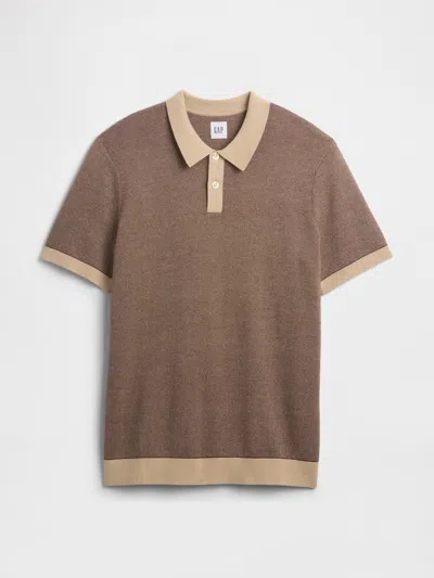 Gap Factory Sweater Polo Shirt Shirt In Brown