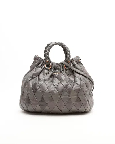 Miu Miu Braided Hobo Bag In Gray