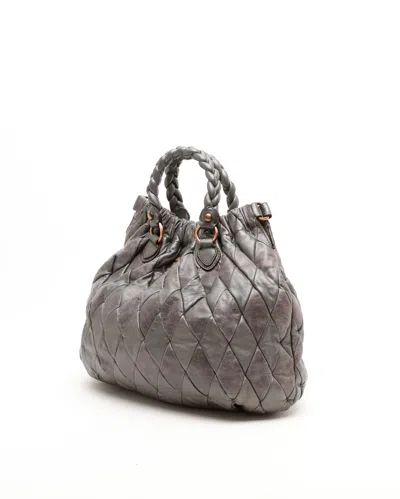 Miu Miu Braided Hobo Bag In Gray