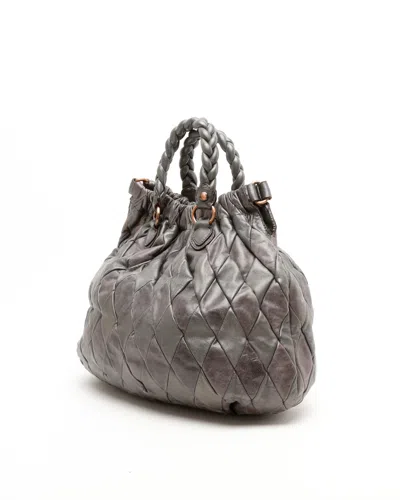 Miu Miu Braided Hobo Bag In Gray