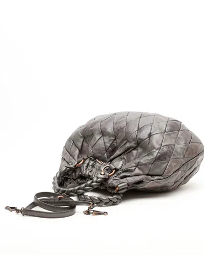 Miu Miu Braided Hobo Bag In Gray